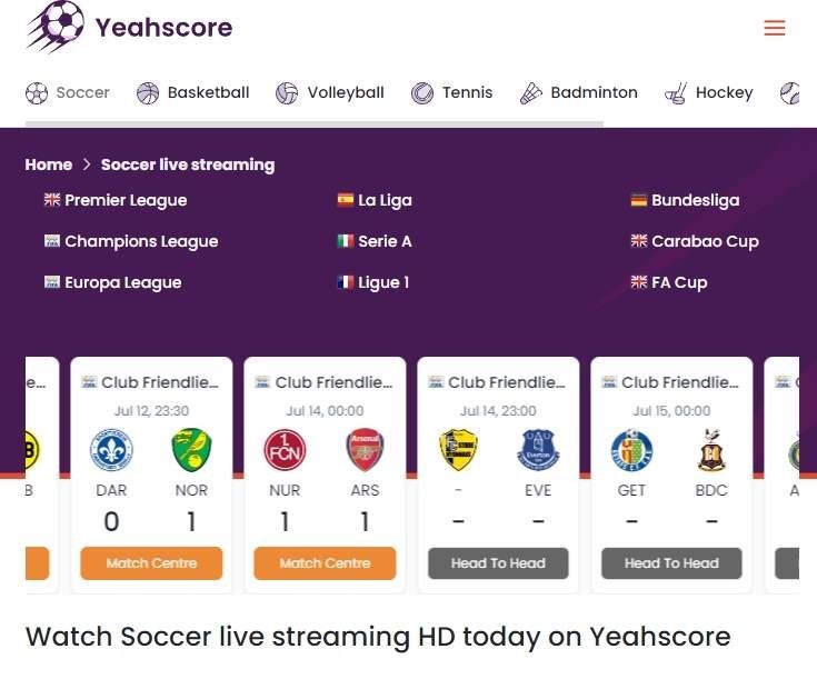 yeahscore MLS live scores today
